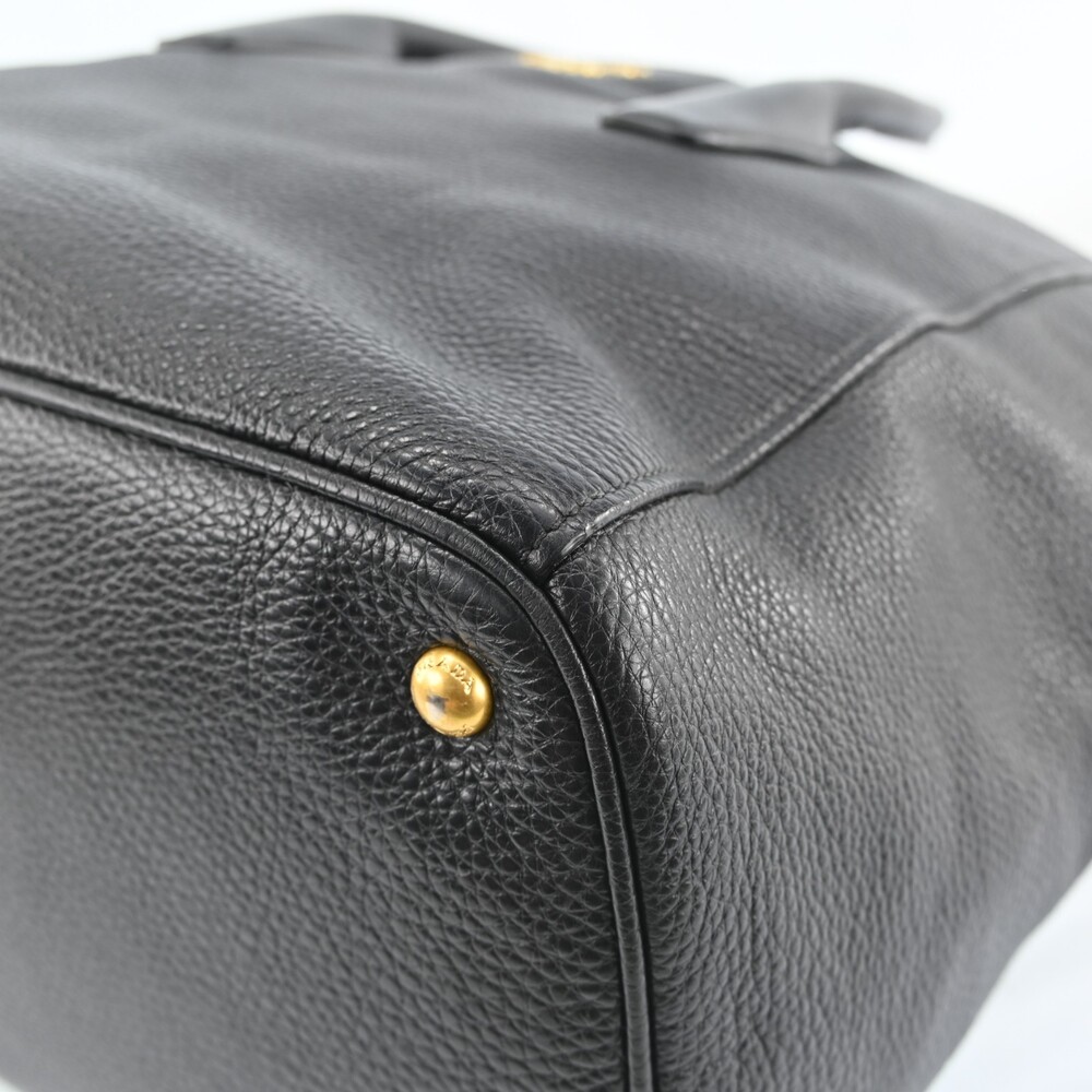 Auth Prada Logos Leather Hand Bag Black #259303P53B - Picture 7 of 15